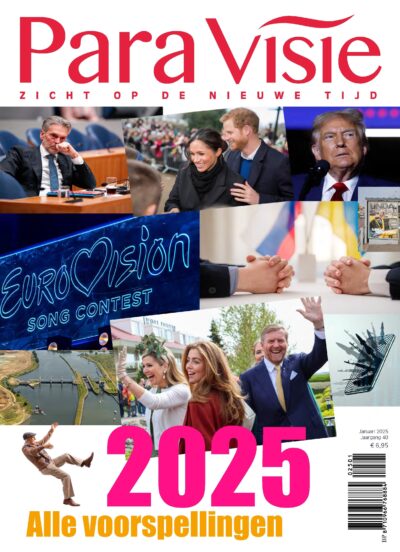 Cover ParaVisie januari 2025. Fotocompilatie van belangrijke personen en onderwerpen uit de voorspellingen 2025