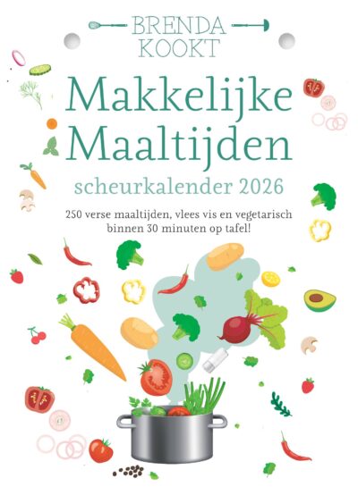 omslagillustratie: pan met eruit vliegend en eromheen ingrediënten en kookgerei.