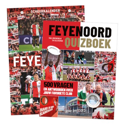 Covers van Feyenoord quizboek en Feyenoord scheurkalender