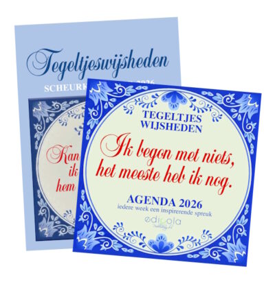 Covers Tegeltjeswijsheden agenda 2026 + cover tegeltjeswijsheden kalender 2026